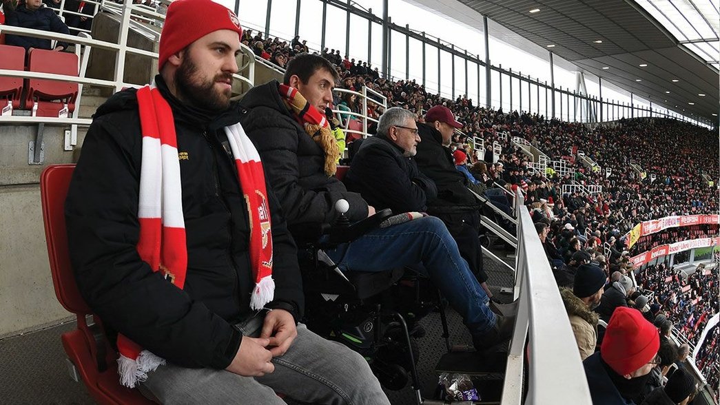 Fans watching in the disabled supporters section